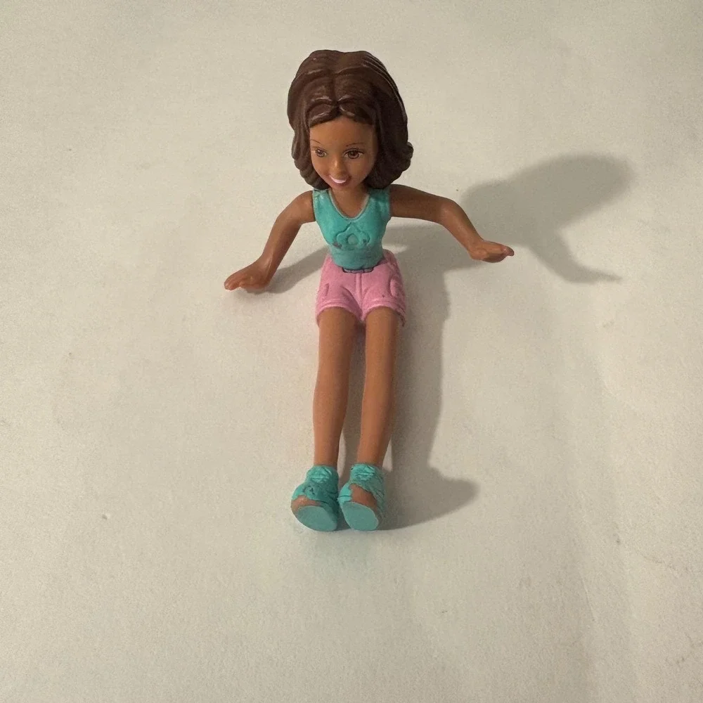 Polly Pocket Doll 2003 McDonald's Figure Pink Shorts Teal Top 3.5
